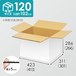 【宅配120サイズ】小箱ぴったり梱包用ダンボール箱［WBOX-04・4箱］（413×301×266mm）5mm A/F 白C5×C5