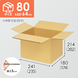 【宅配80サイズ】小箱ぴったり梱包用ダンボール箱［WBOX-05・2箱］（235×174×202mm）3mm B/F C5×C5