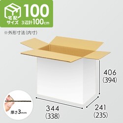 【宅配100サイズ】小箱ぴったり梱包用ダンボール箱［WBOX-05・8箱］（338×235×394mm）3mm B/F 白C5×C5