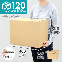 【宅配120サイズ】小箱ぴったり梱包用ダンボール箱［WBOX-06・6箱］（398×275×298mm）5mm A/F C120×C120