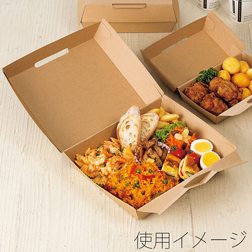 HEIKO 食品容器 ネオクラフト ランチボックス L 10枚 | 梱包材