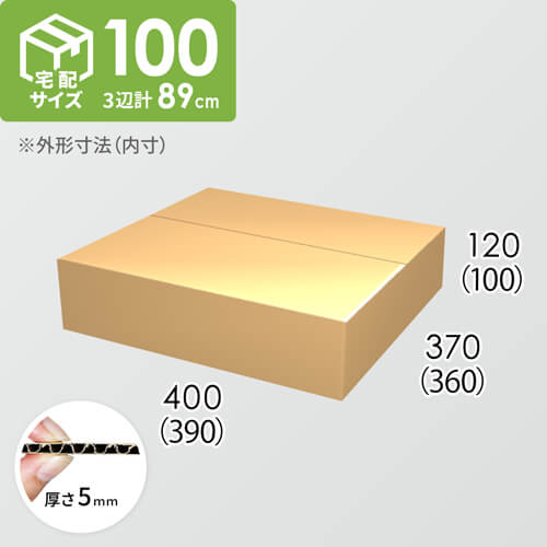 【宅配100サイズ】ダンボール箱(390×360×100) 5mm A/F K5×K5