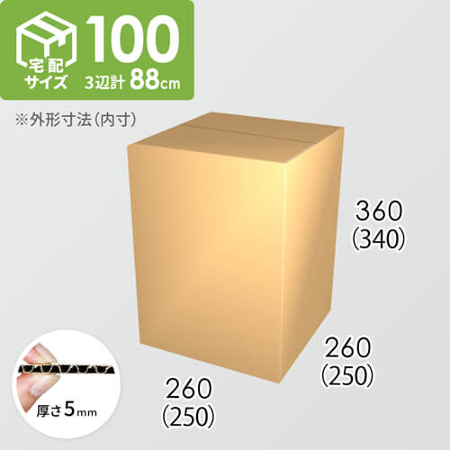 【宅配100サイズ】ダンボール箱(250×250×340) 5mm A/F K5×K5