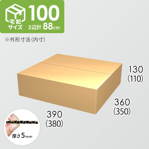【宅配100サイズ】ダンボール箱(380×350×110) 5mm A/F K5×K5