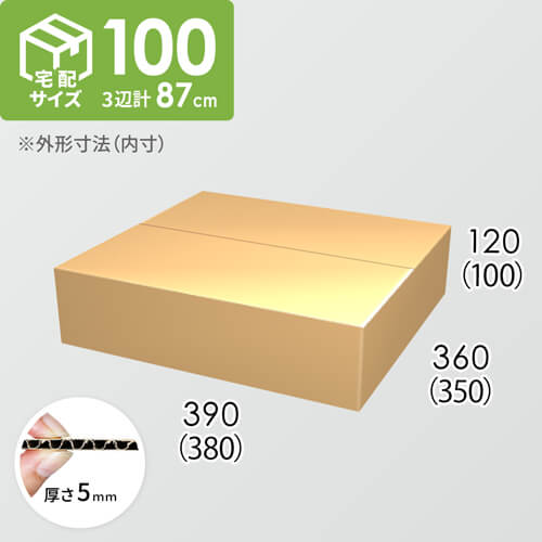 【宅配100サイズ】ダンボール箱(380×350×100) 5mm A/F K5×K5
