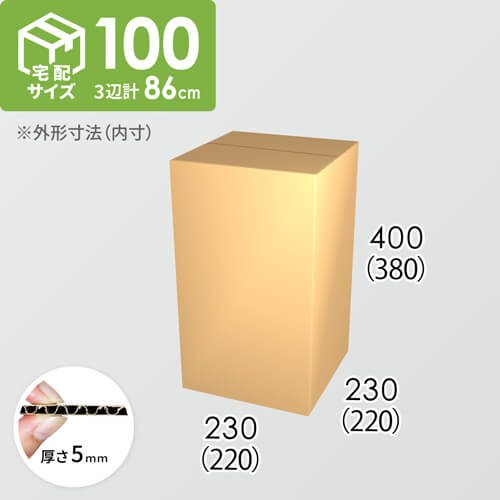 【宅配100サイズ】ダンボール箱(220×220×380) 5mm A/F K5×K5