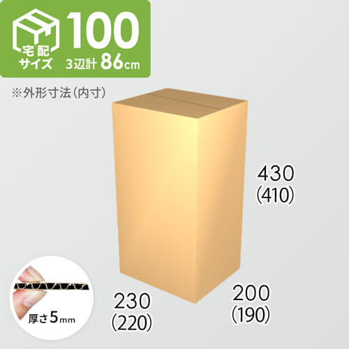 【宅配100サイズ】ダンボール箱(220×190×410) 5mm A/F K5×K5