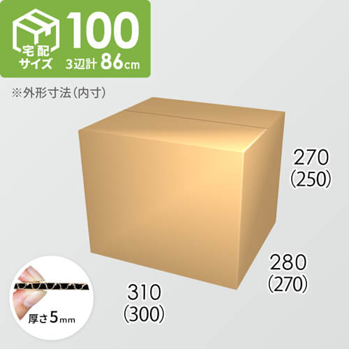 【宅配100サイズ】ダンボール箱(300×270×250) 5mm A/F K5×K5