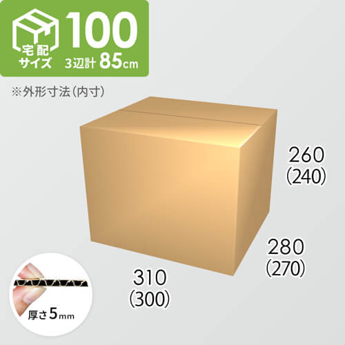 【宅配100サイズ】ダンボール箱(300×270×240) 5mm A/F K5×K5