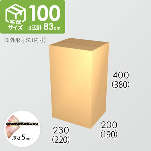 【宅配100サイズ】ダンボール箱(220×190×380) 5mm A/F K5×K5