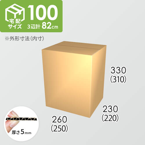 【宅配100サイズ】ダンボール箱(250×220×310) 5mm A/F K5×K5