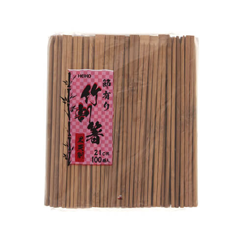 HEIKO 割箸 竹黒天削箸 節有り 21cm 裸 100膳