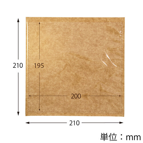 HEIKO 惣菜袋 窓付フラットバッグ 210×210 未晒 100枚