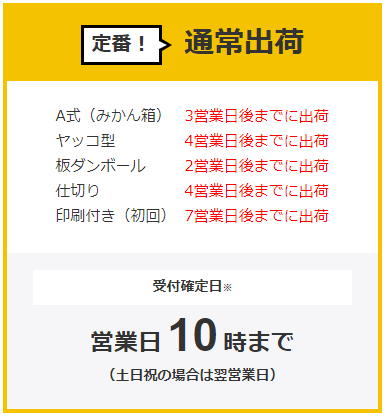 オーダーメイドダンボール通常出荷