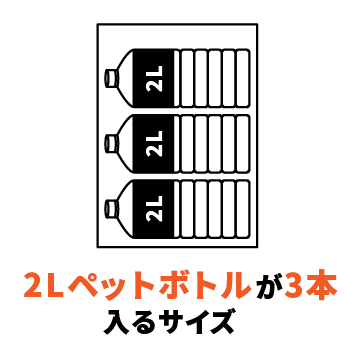 2Lペットボトルが3本入るサイズ