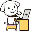 パソコンをするライナくん