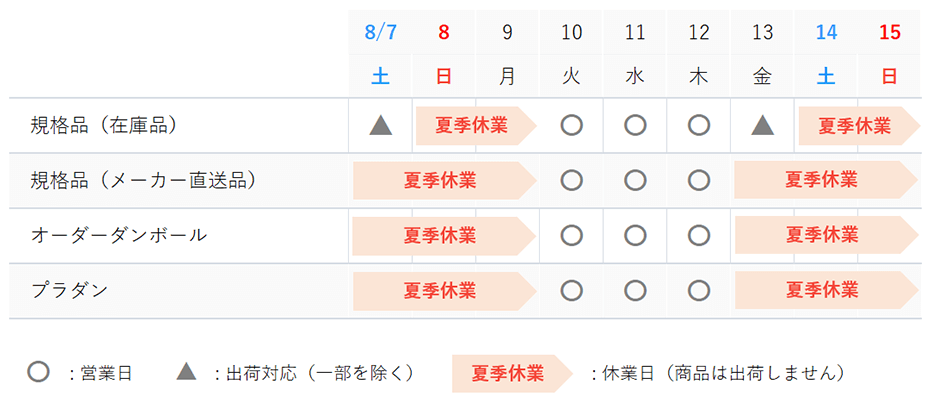 2021年夏季休業