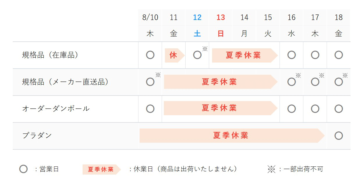 2023年夏季休業